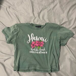 Green Crop Top with Graphic Design